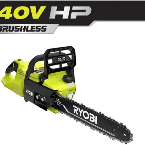 RYOBI 40-Volt HP Brushless 14 in. Electric Cordless Chainsaw (Tool Only) RY405010 (Bulk Packaged), black,yellow