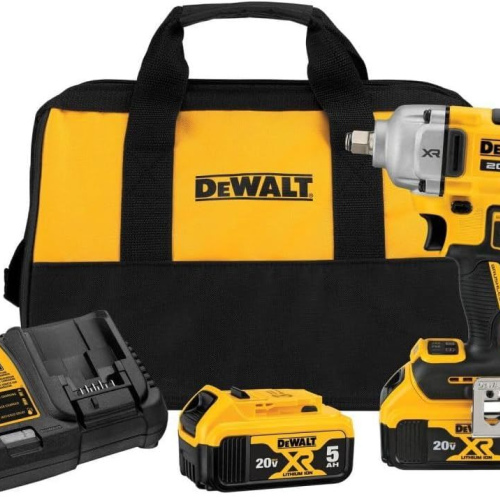 DEWALT 20V MAX Cordless Impact Wrench Kit, 20V MAX, 1/2" Hog Ring With 4-Mode Speed